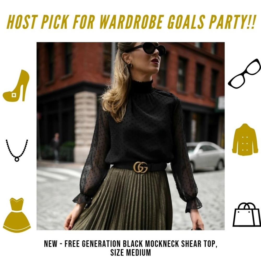 2XHP! Free Generation Black Mock neck Shear Top